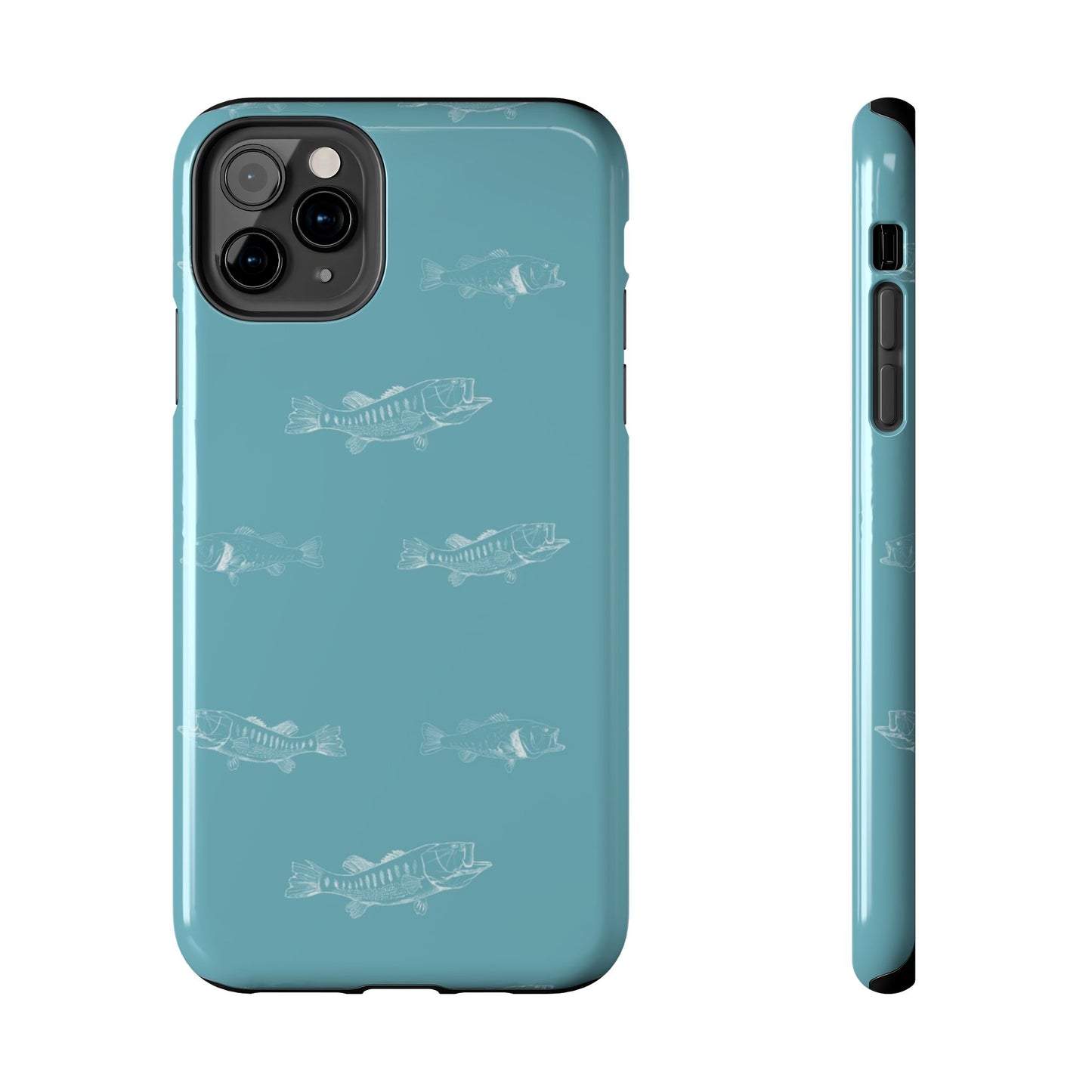 The Largemouth Pattern Phone Case featuring illustrated largemouth bass pattern by Kempain-iPhone 11 Pro Max.