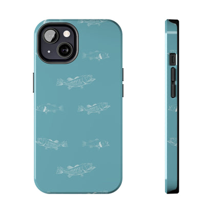 The Largemouth Pattern Phone Case featuring illustrated largemouth bass pattern by Kempain-iPhone 13.
