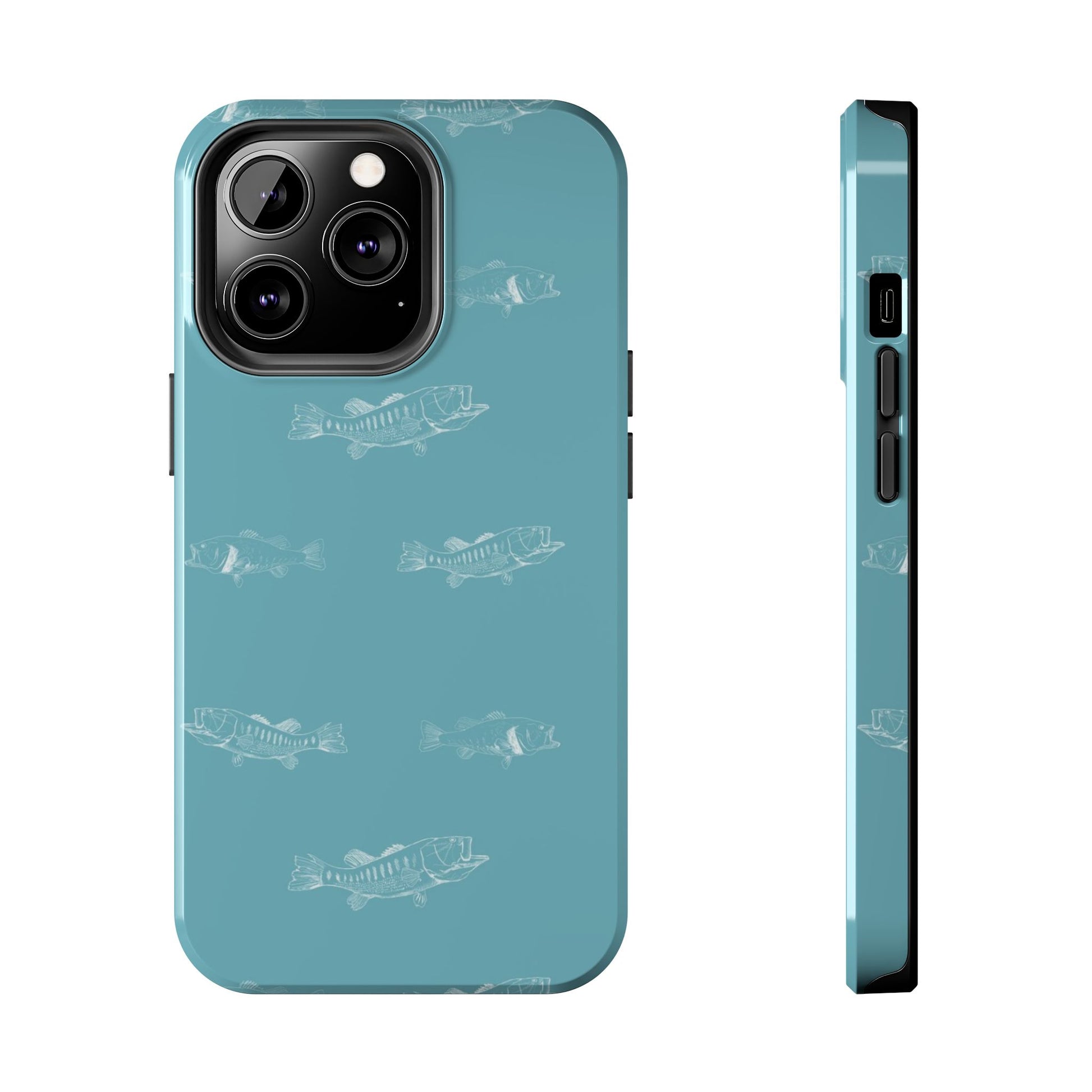 The Largemouth Pattern Phone Case featuring illustrated largemouth bass pattern by Kempain-iPhone 13 Pro.