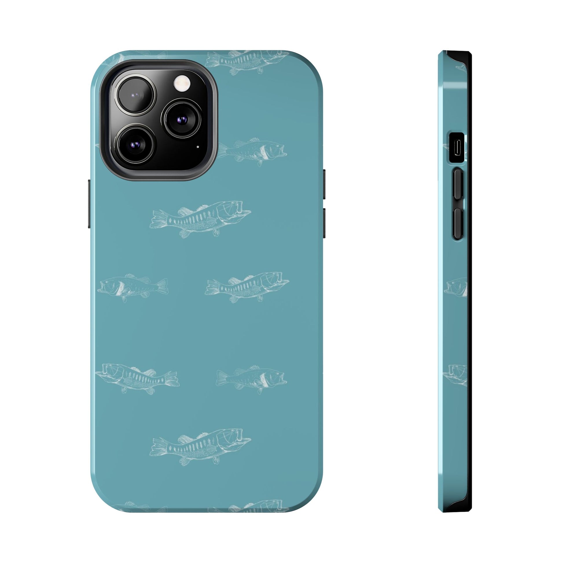 The Largemouth Pattern Phone Case featuring illustrated largemouth bass pattern by Kempain-iPhone 13 Pro Max.