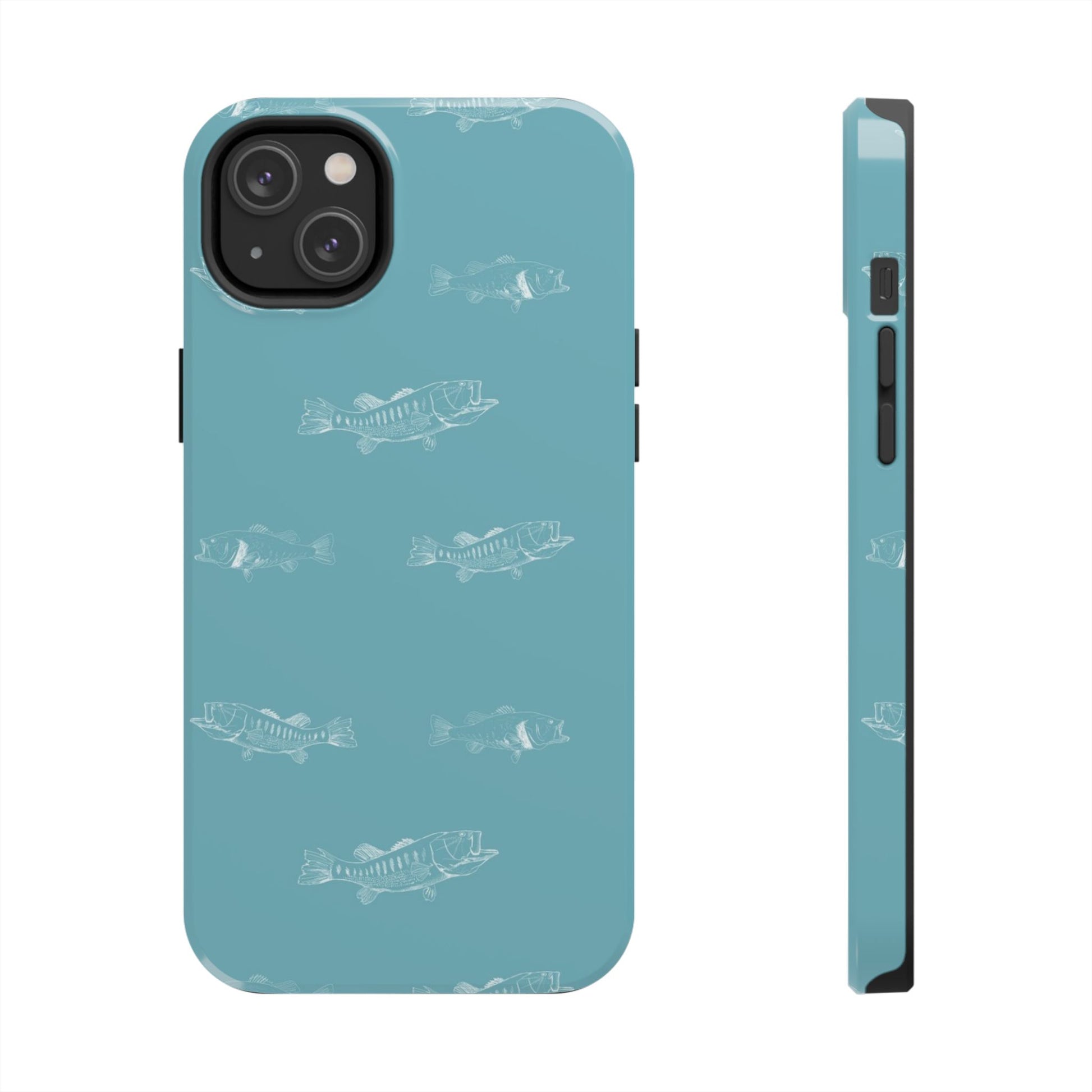 The Largemouth Pattern Phone Case featuring illustrated largemouth bass pattern by Kempain-iPhone 14 Plus.