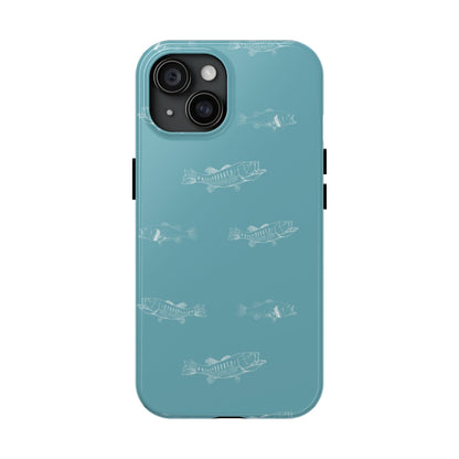 The Largemouth Pattern Phone Case featuring illustrated largemouth bass pattern by Kempain-iPhone 15.