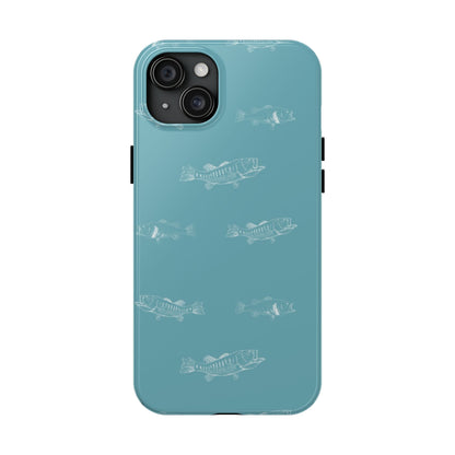 The Largemouth Pattern Phone Case featuring illustrated largemouth bass pattern by Kempain-iPhone 15 Plus.