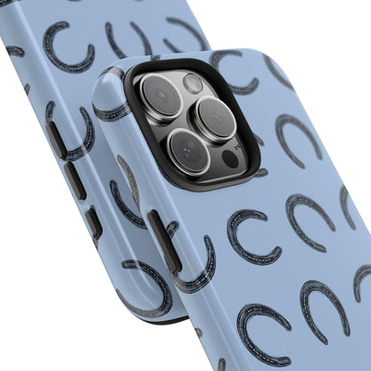 Close up of The Lucky HorseshoePattern Phone Case for iPhone 16 by Kempain Family Outfitters.
