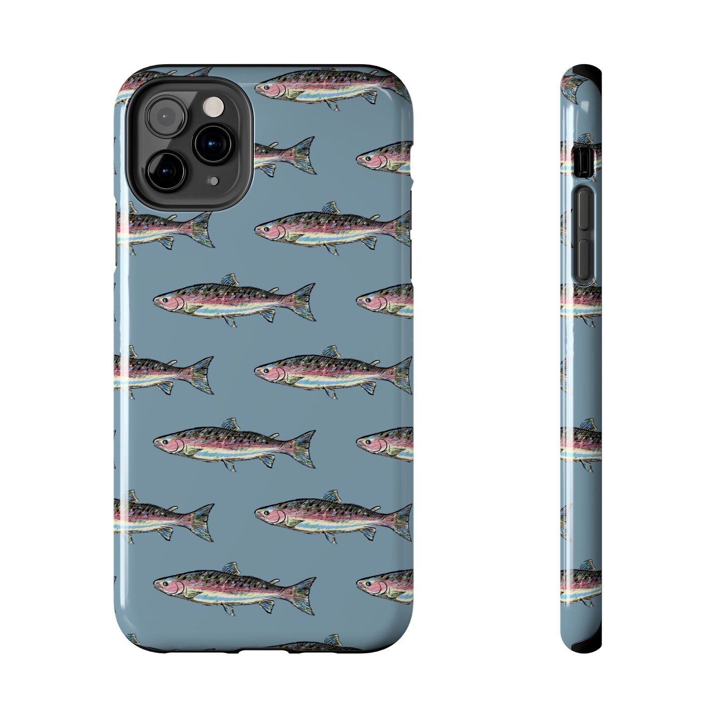 The Rainbow Trout Phone Case featuring illustrated rainbow trout pattern Kempain iPhone 11 Pro Max.
