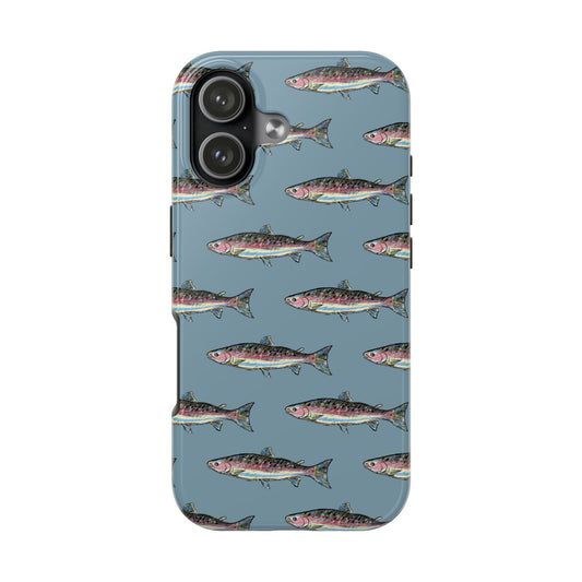 The Rainbow Trout Phone Case featuring illustrated rainbow trout pattern Kempain iPhone 17.