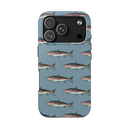 The Rainbow Trout Phone Case featuring illustrated rainbow trout pattern Kempain iPhone 17 Pro.