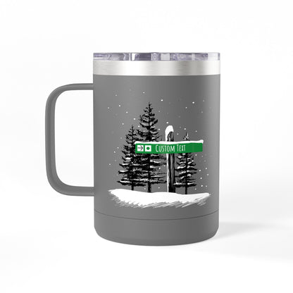 Custom Ski Trail Signpost Commissioned 15oz Tumbler for Skiers and Snowboarders, Original Artwork by Jordan Kempain Beginner (Green Circle) Dark Gray | Kempain