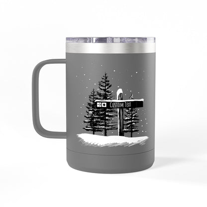 Custom Ski Trail Signpost Commissioned 15oz Tumbler for Skiers and Snowboarders, Original Artwork by Jordan Kempain Expert (Black Diamond) Dark Gray | Kempain