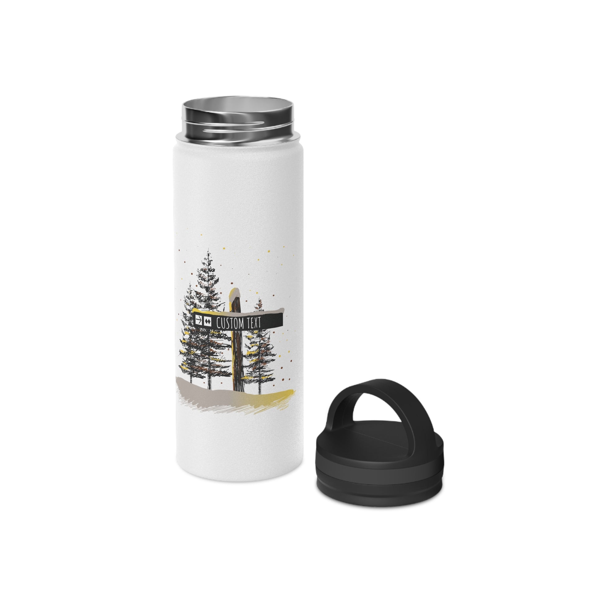 Custom Ski Trail Signpost Commissioned Water Bottle for Skiers and Snowboarders, Original Artwork by Jordan Kempain | Kempain