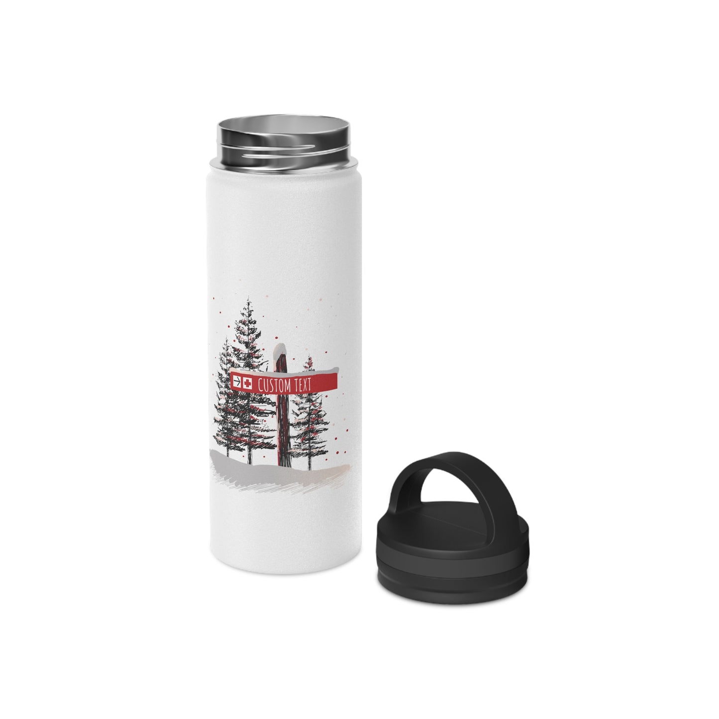 Custom Ski Trail Signpost Commissioned Water Bottle for Skiers and Snowboarders, Original Artwork by Jordan Kempain | Kempain