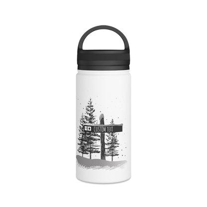 Custom Ski Trail Signpost Commissioned Water Bottle for Skiers and Snowboarders, Original Artwork by Jordan Kempain Expert (Black Diamond) 12oz | Kempain