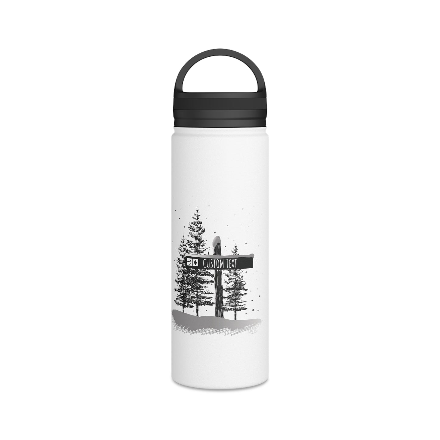 Custom Ski Trail Signpost Commissioned Water Bottle for Skiers and Snowboarders, Original Artwork by Jordan Kempain Expert (Black Diamond) 18oz | Kempain