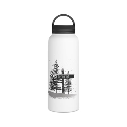 Custom Ski Trail Signpost Commissioned Water Bottle for Skiers and Snowboarders, Original Artwork by Jordan Kempain Expert (Black Diamond) 32oz | Kempain