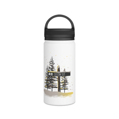 Custom Ski Trail Signpost Commissioned Water Bottle for Skiers and Snowboarders, Original Artwork by Jordan Kempain Expert Only (Double Black Diamond) 12oz | Kempain