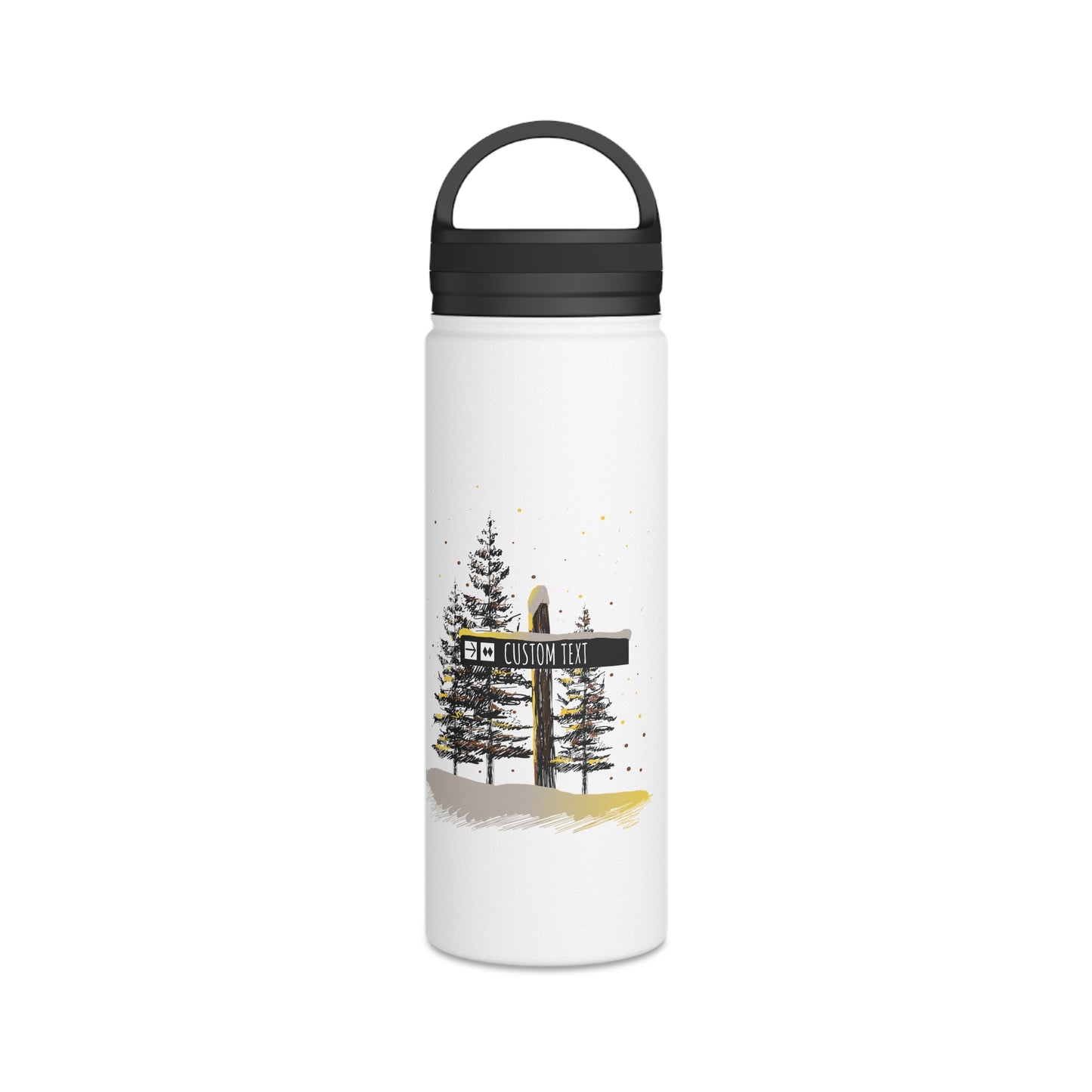 Custom Ski Trail Signpost Commissioned Water Bottle for Skiers and Snowboarders, Original Artwork by Jordan Kempain Expert Only (Double Black Diamond) 18oz | Kempain
