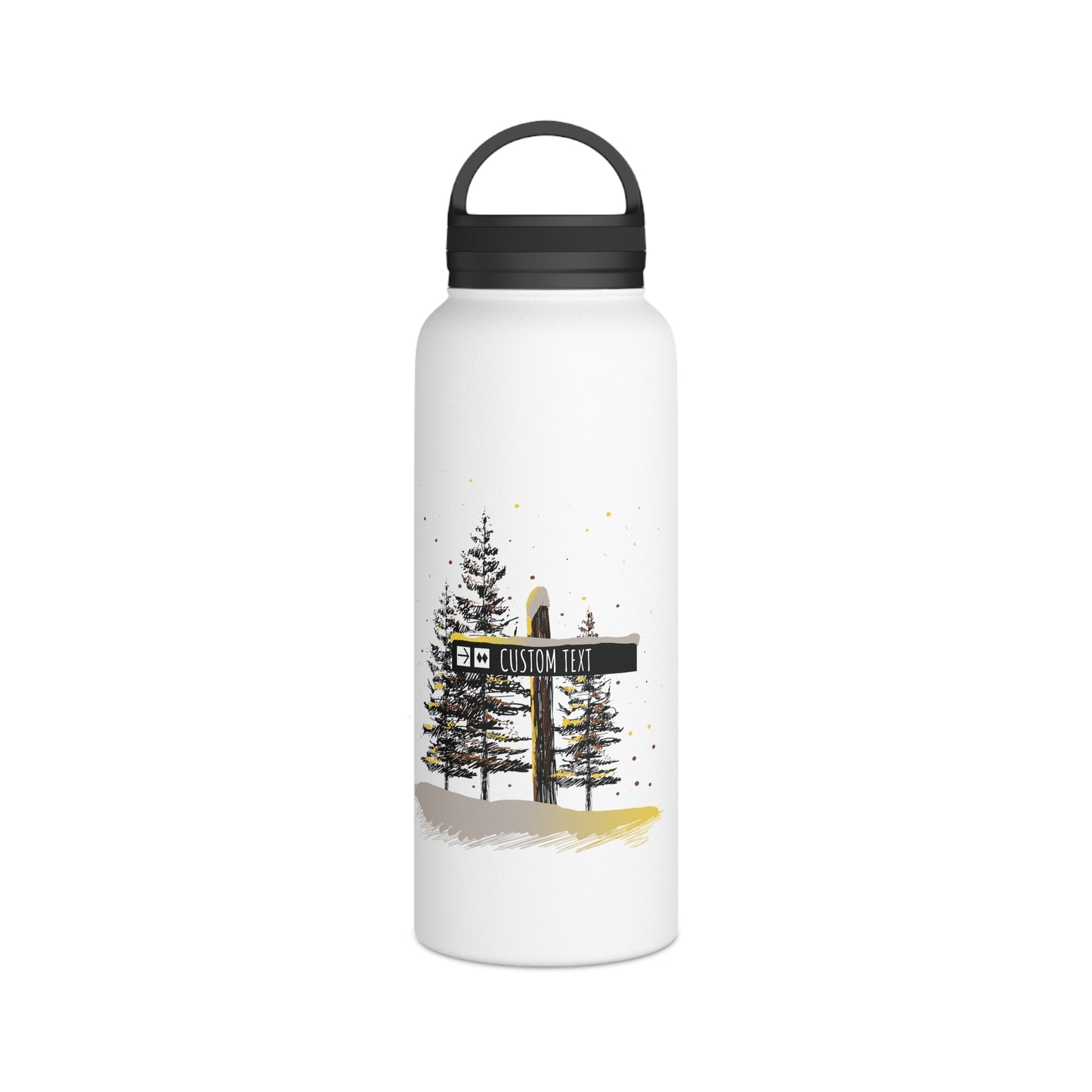 Custom Ski Trail Signpost Commissioned Water Bottle for Skiers and Snowboarders, Original Artwork by Jordan Kempain Expert Only (Double Black Diamond) 32oz | Kempain