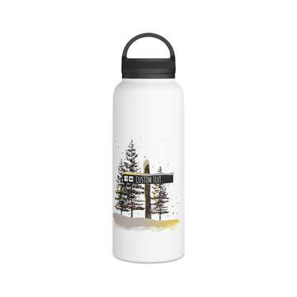 Custom Ski Trail Signpost Commissioned Water Bottle for Skiers and Snowboarders, Original Artwork by Jordan Kempain Expert Only (Double Black Diamond) 32oz | Kempain