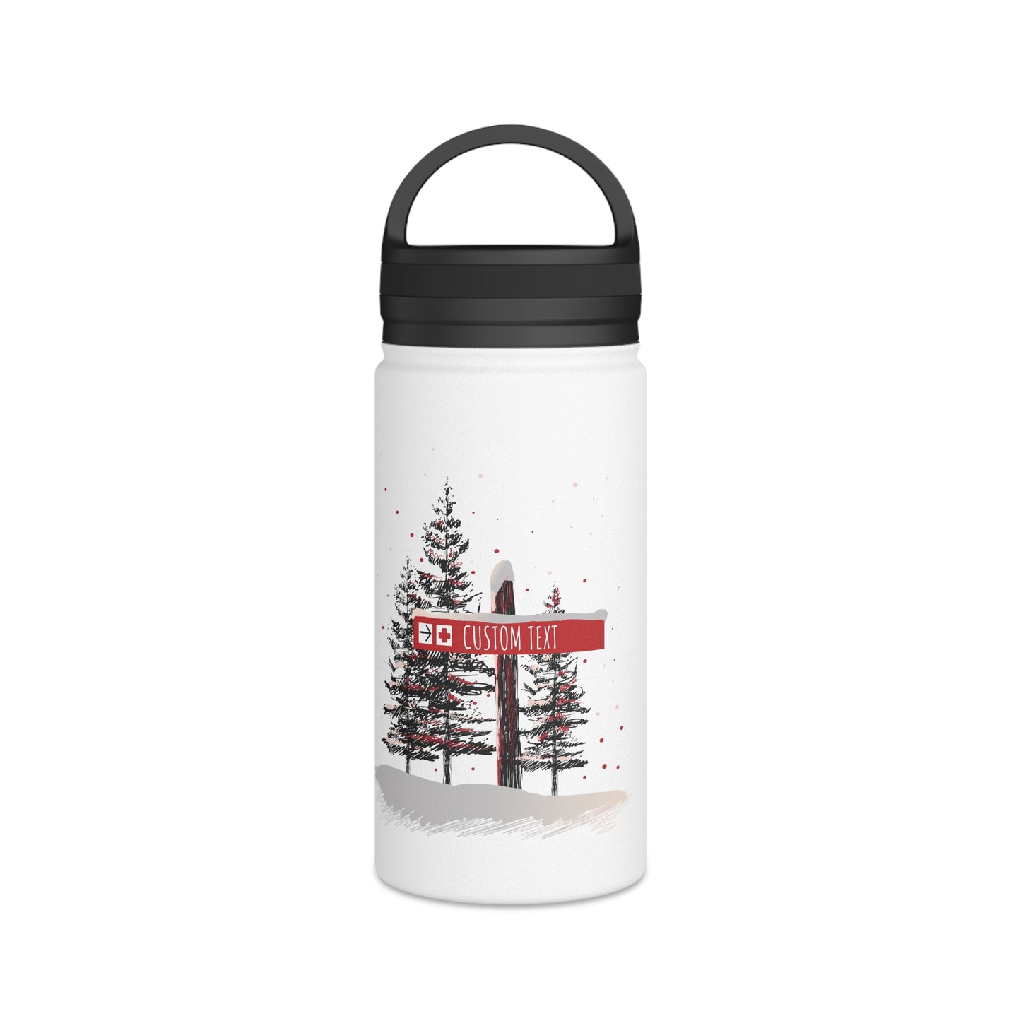 Custom Ski Trail Signpost Commissioned Water Bottle for Skiers and Snowboarders, Original Artwork by Jordan Kempain Ski Patrol 12oz | Kempain