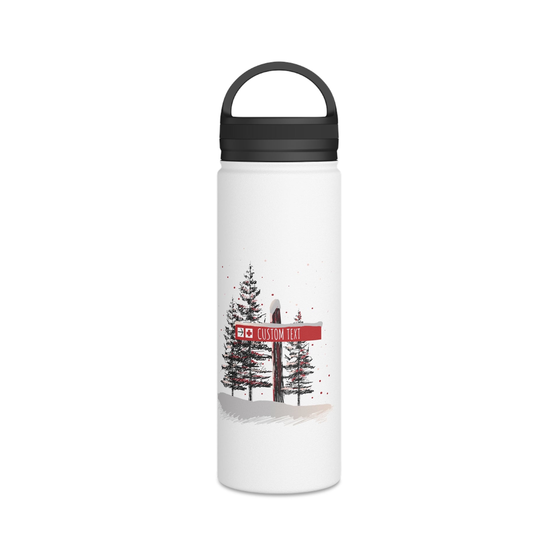 Custom Ski Trail Signpost Commissioned Water Bottle for Skiers and Snowboarders, Original Artwork by Jordan Kempain Ski Patrol 18oz | Kempain
