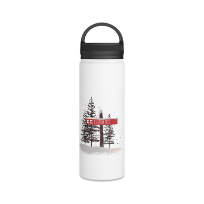 Custom Ski Trail Signpost Commissioned Water Bottle for Skiers and Snowboarders, Original Artwork by Jordan Kempain Ski Patrol 18oz | Kempain