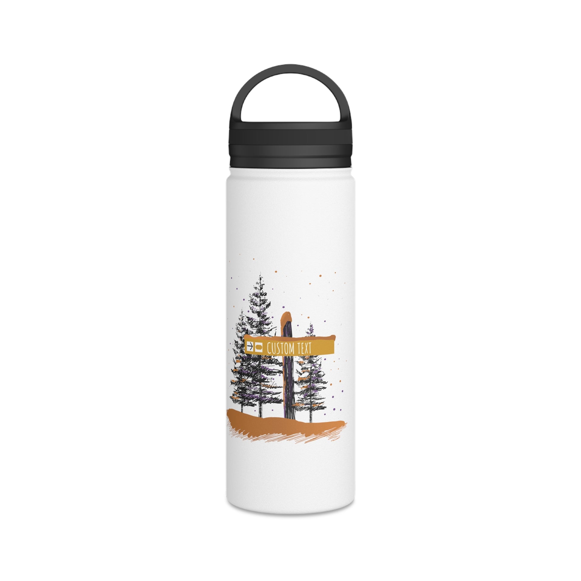 Custom Ski Trail Signpost Commissioned Water Bottle for Skiers and Snowboarders, Original Artwork by Jordan Kempain Terrain Park 18oz | Kempain
