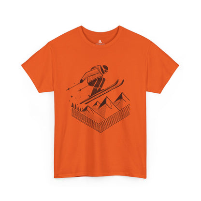 The Skier’s Drop 100 percent cotton Women’s T-Shirt by Kempain, Orange, available in sizes Small through 5XL.