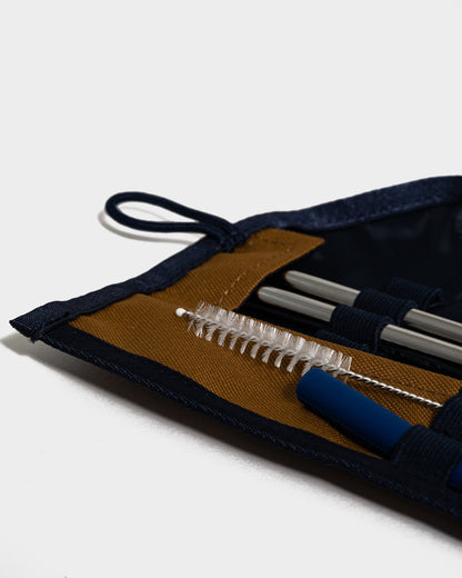 The Straw Kit in Camel from United By Blue displayed on a white background open up close.