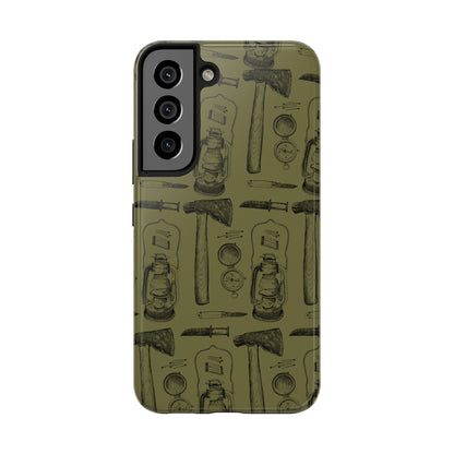 The Survivalist illustrated vintage survival gear pattern design for Phone Case by Kempain-Samsung Galaxy S22