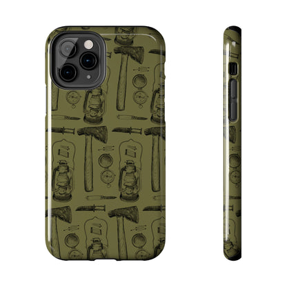 The Survivalist illustrated vintage survival gear pattern design for Phone Case by Kempain-iPhone 11 Pro