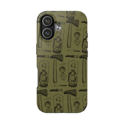 The Survivalist illustrated vintage survival gear pattern design for Phone Case by Kempain-iPhone 17