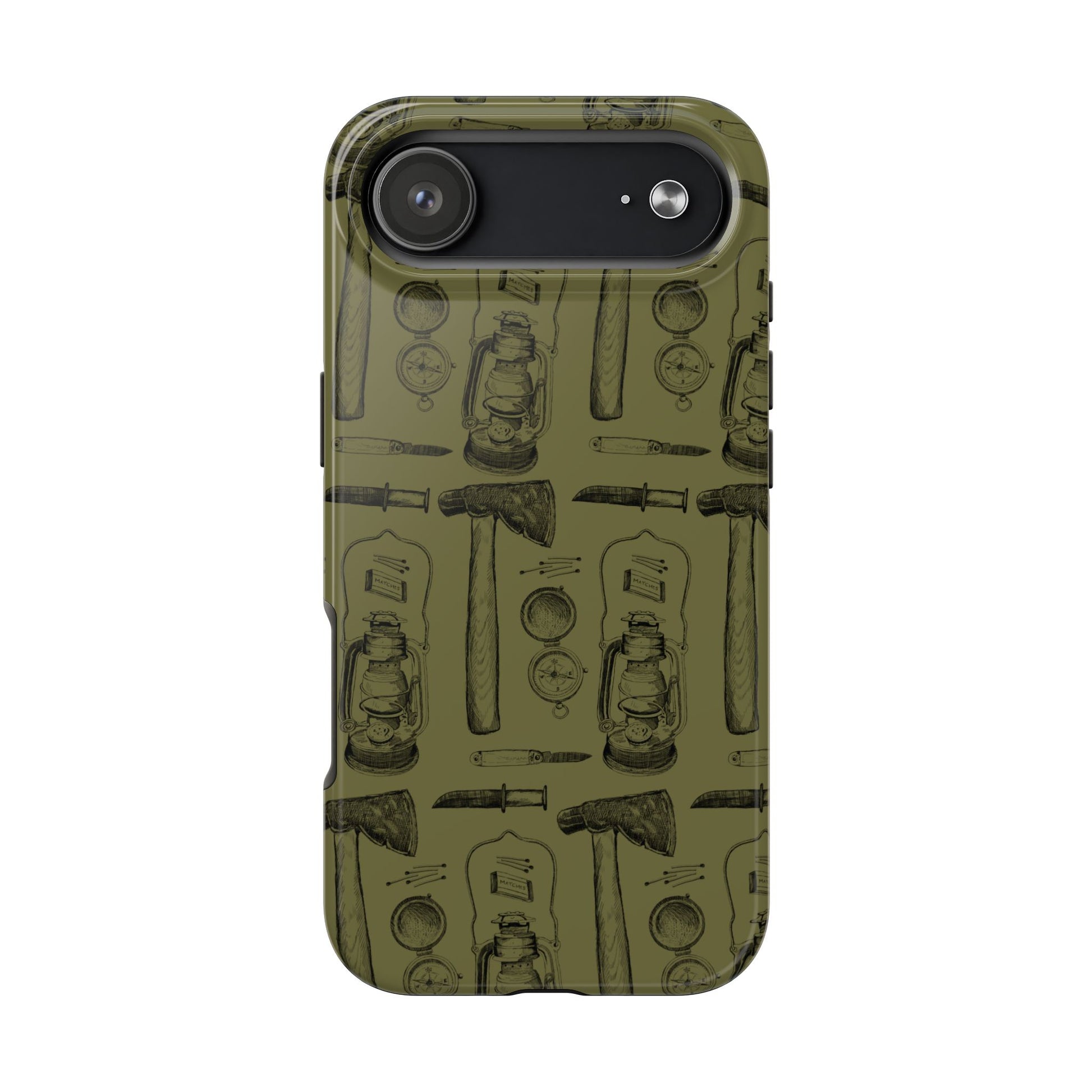 The Survivalist illustrated vintage survival gear pattern design for Phone Case by Kempain-iPhone 17 Air