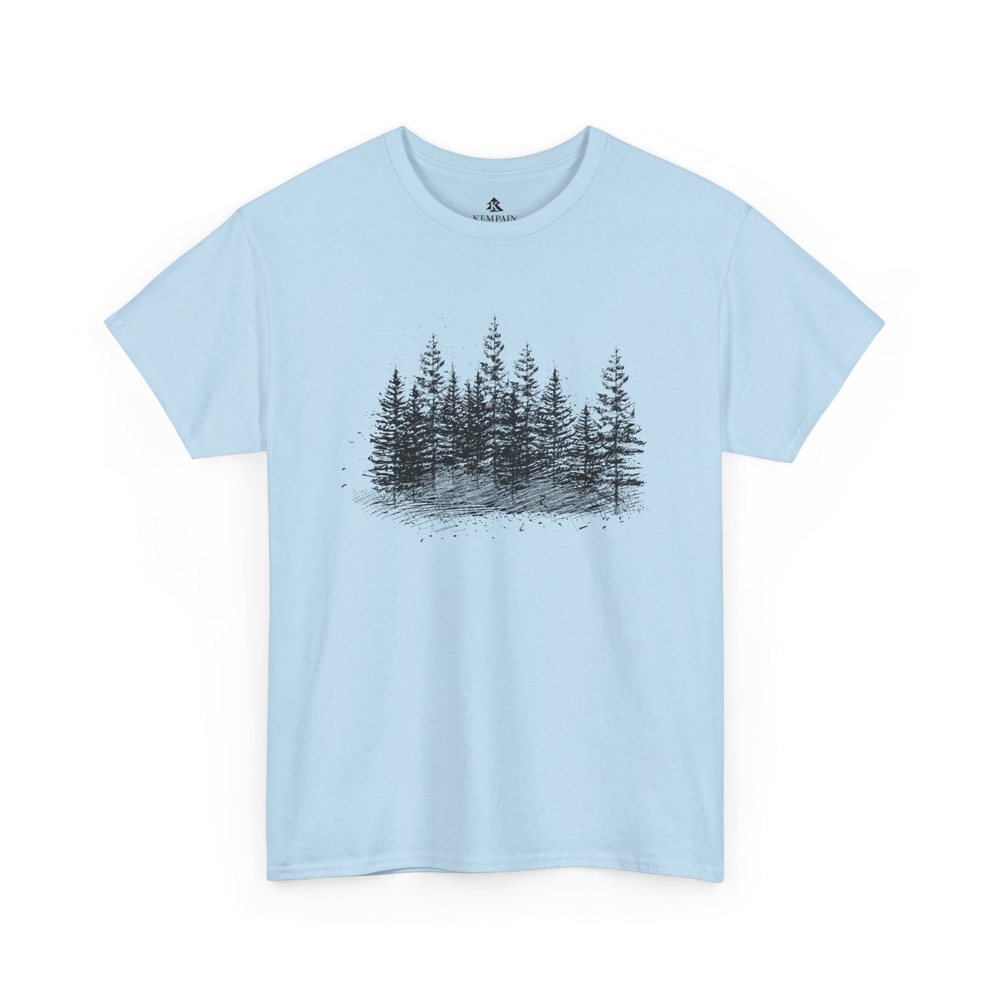 The Timber Line 100 percent cotton Unisex T-Shirt by Kempain, Light Blue, available in sizes Small through 5XL.