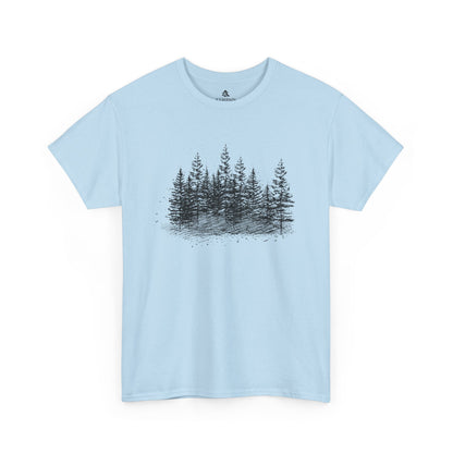 The Timber Line 100 percent cotton Unisex T-Shirt by Kempain, Light Blue, available in sizes Small through 5XL.