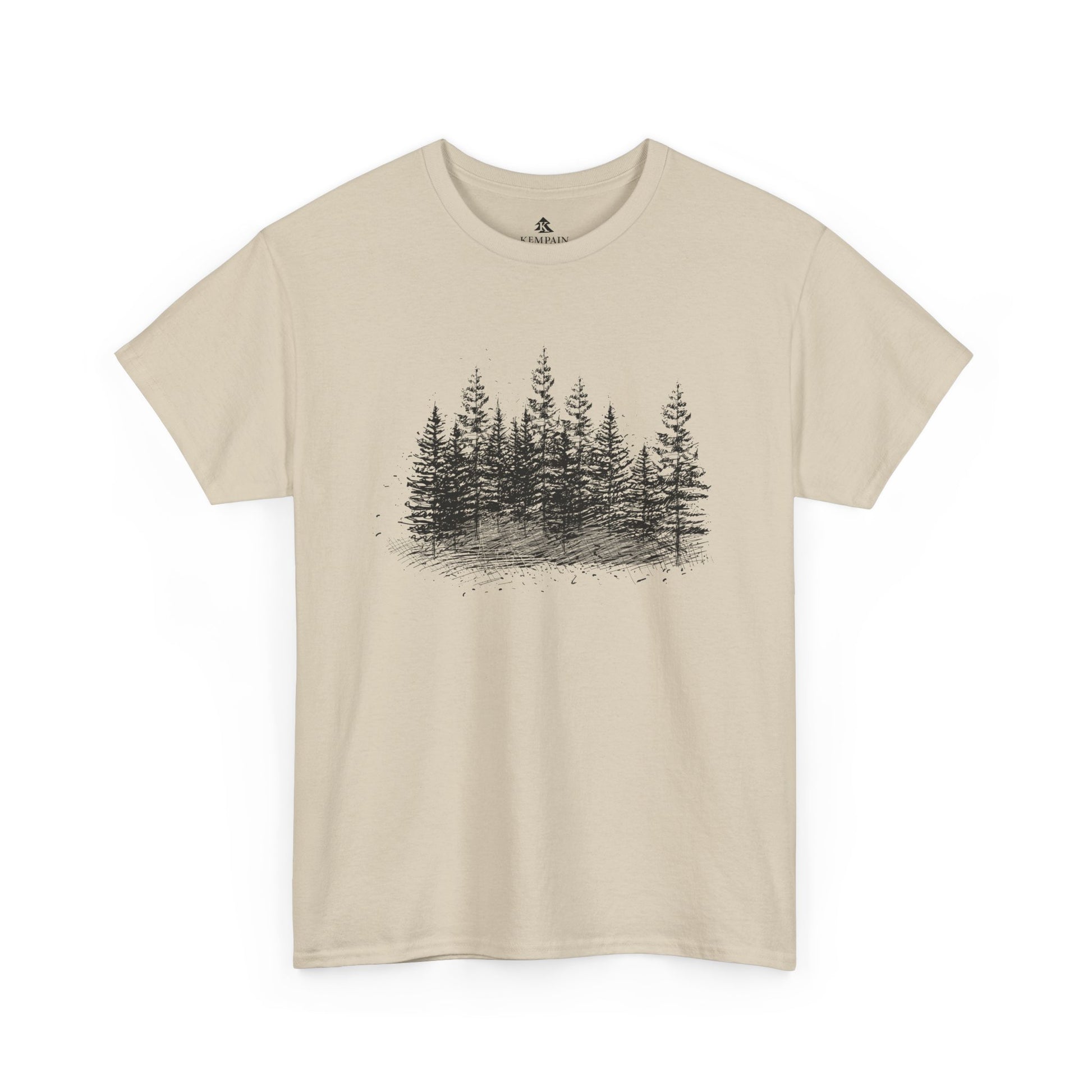 The Timber Line 100 percent cotton Unisex T-Shirt by Kempain, Sand, available in sizes Small through 5XL.