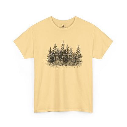 The Timber Line 100 percent cotton Unisex T-Shirt by Kempain, Yellow Haze, available in sizes Small through 5XL.