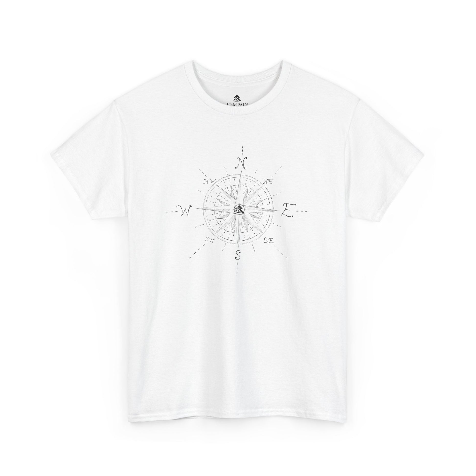 The True North Compass 100 percent cotton Unisex T-Shirt by Kempain, White, available in sizes Small through 5XL.