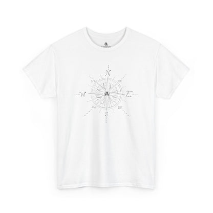 The True North Compass 100 percent cotton Unisex T-Shirt by Kempain, White, available in sizes Small through 5XL.