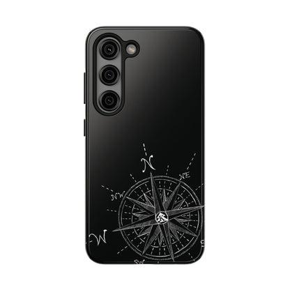 The True North black Phone Case featuring illustrated vintage compass rose by Kempain.