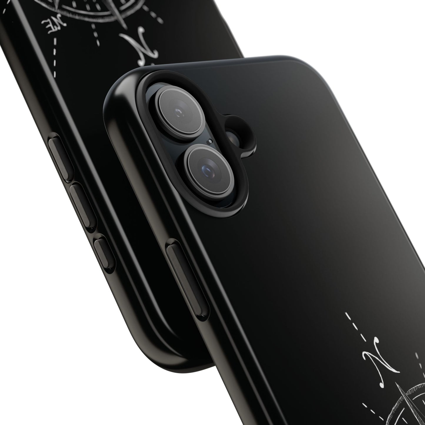 The True North black Phone Case featuring illustrated vintage compass rose by Kempain-.