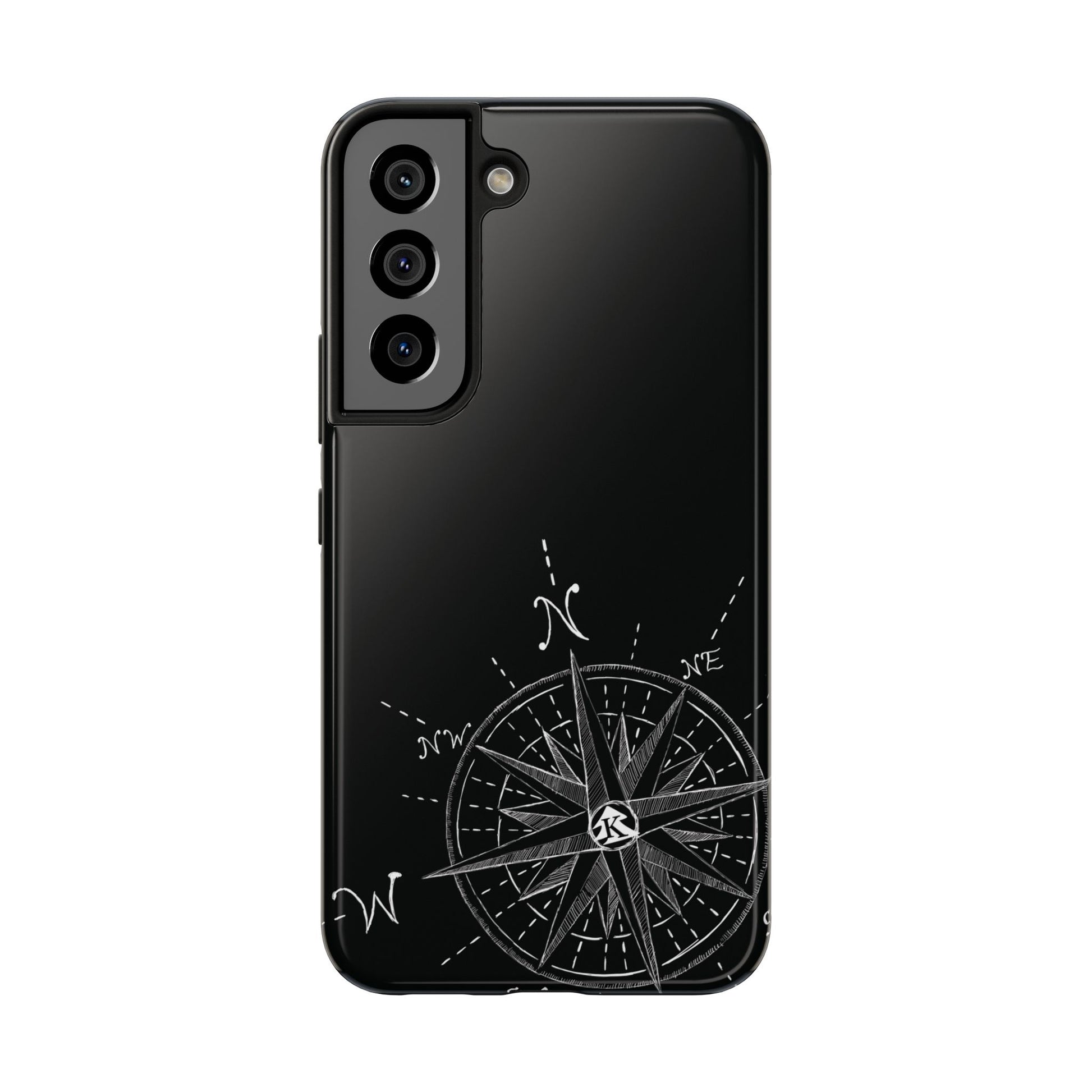 The True North black Phone Case featuring illustrated vintage compass rose by Kempain.
