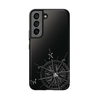 The True North black Phone Case featuring illustrated vintage compass rose by Kempain.