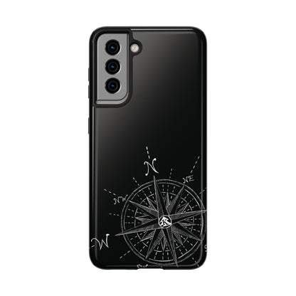 The True North black Phone Case featuring illustrated vintage compass rose by Kempain.