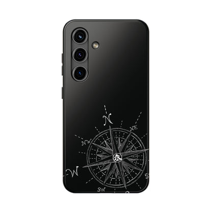 The True North black Phone Case featuring illustrated vintage compass rose by Kempain-Samsung Galaxy S24.