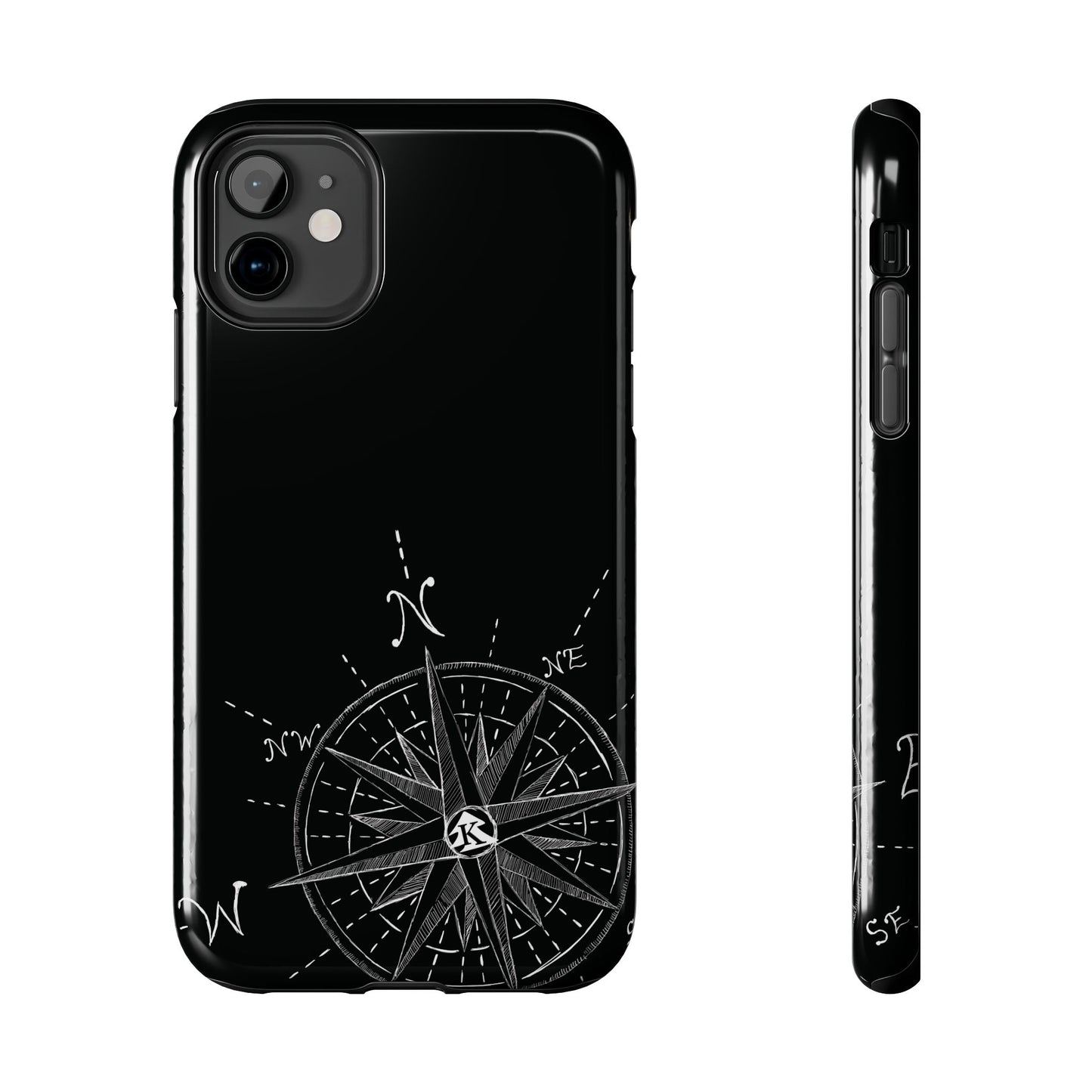 The True North black Phone Case featuring illustrated vintage compass rose by Kempain-iPhone 11.