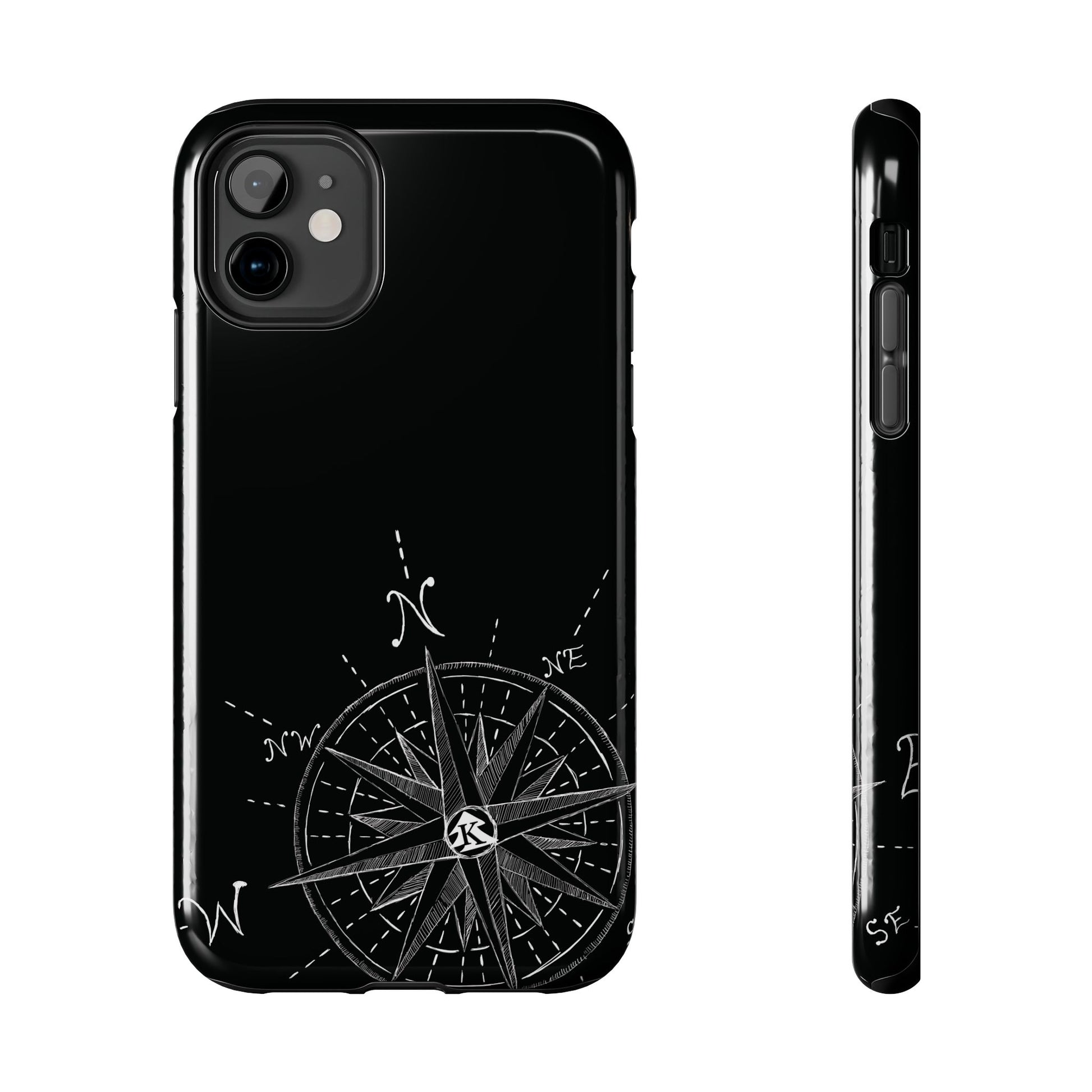 The True North black Phone Case featuring illustrated vintage compass rose by Kempain-iPhone 11.