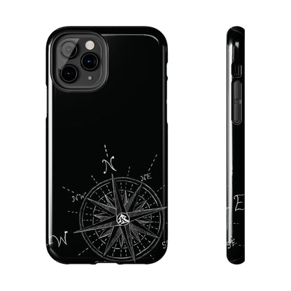 The True North black Phone Case featuring illustrated vintage compass rose by Kempain-iPhone 11 Pro.