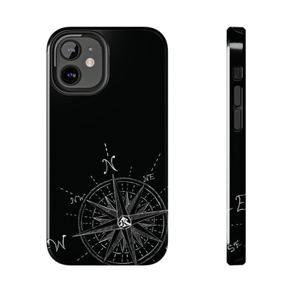 The True North black Phone Case featuring illustrated vintage compass rose by Kempain-iPhone 12 Mini.