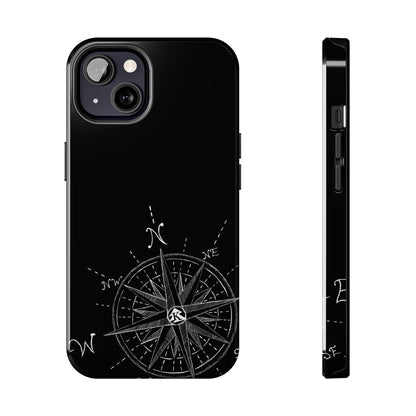 The True North black Phone Case featuring illustrated vintage compass rose by Kempain-iPhone 13.