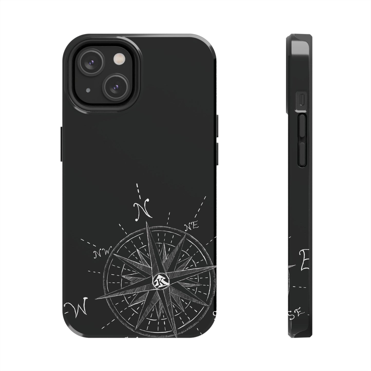 The True North black Phone Case featuring illustrated vintage compass rose by Kempain-iPhone 14.